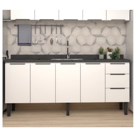 Gabinete Cozinha em Aço Júpiter 200 3 Gavetas Branco - Cozimax