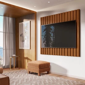  Painel Para Tv Até 60 Polegadas Gemini Ripado 1.58 Cedro