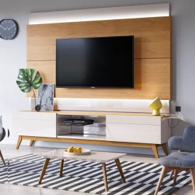 Rack com Painel classic 2G 1.8 Nature Off White Imcal Móveis 73680-11833