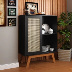 Cantinho do Café Alto Rattan Preto Ofertamo Móveis