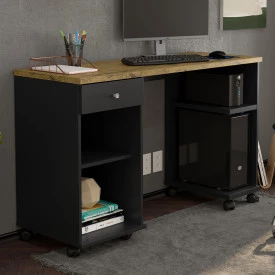 Mesa de Computador Million Preto Acetinado Nature Patrimar 