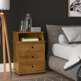 Mesa de Cabeceira Luxo Ej Móveis Freijó 3265 3Gavetas Quarto