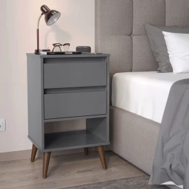 Mesa de Cabeceira Retro Taurus Cinza Ofertamo Quarto - FORA DE LINHA