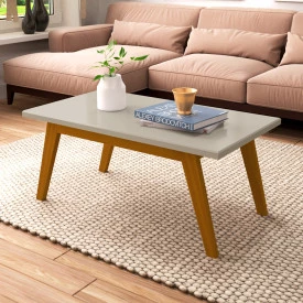 Mesa Centro Prism Off White Pés em Madeira Patrimar