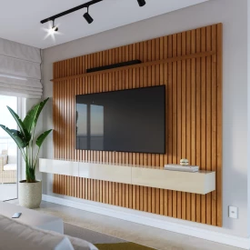 Painel Ripado Flow Com Suporte Invisível 2.8 Nature 66481 Ofertamo
