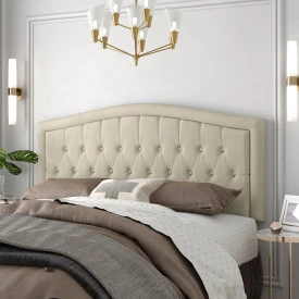 Cabeceira Box Plus Capitonê Curva 1.6 Provençal Linho Bege - Ofertamo