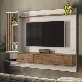 Painel Leblon TV 55" Off White Madero Canela 903605 Lukaliam