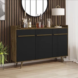 Aparador Buffet Quartzo Madeira Rustica Preto 2075482 Bechara 