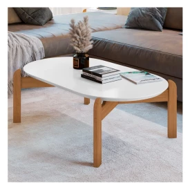 Mesa de Centro Lizz Oblonga Branco Cedro Casa D Moveis
