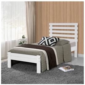 Cama Solteiro Rebeca New 0,90 Madeira Branco Atraente Moveis 