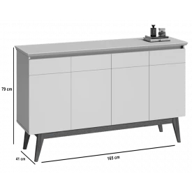 Buffet Classic Imcal 66411 Off White 4 Portas Pé de Madeira