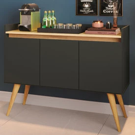 Buffet Gold 3 Portas Preto Mel 1475 Primus Móveis