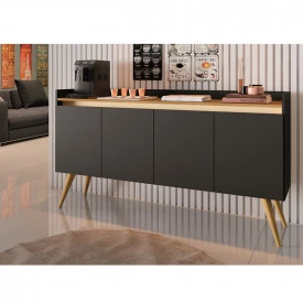 Buffet Gold 4 Portas Preto Mel 1476 Primus Móveis