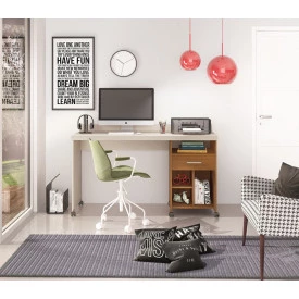Escrivaninha 1 Gaveta Slim  Off White Freijo  Giga Moveis