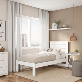 Cama Solteiro Dallas II Tebarrot Móveis Branco 88 cm Quarto