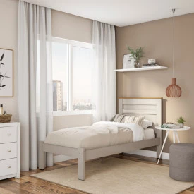 Cama Solteiro Dallas III Tebarrot Off White Nature Quarto