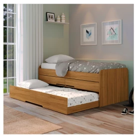Cama Bibox Solteiro Juliette 2 Gavetas Camaru Robel Moveis