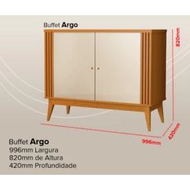 Buffet Argo 0.90 Freijó Nobre Fendi Sala EDN Moveis