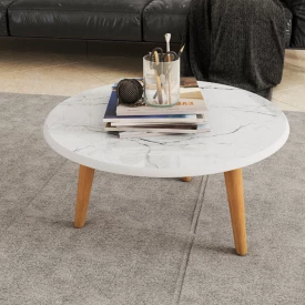 Mesa de Centro Brilhante Bechara Carrara 03 Pés Sala