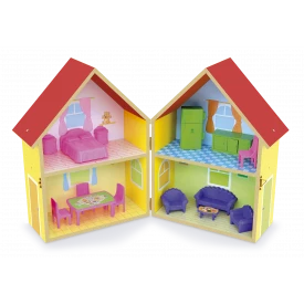 Casinha yellow house  com acessórios Junges cód.412 - Mdf