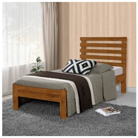 Cama Solteiro Rebeca New 0,90 Madeira Castanho Atraente Moveis 
