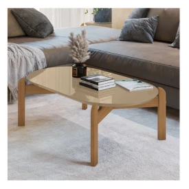 Mesa de Centro Lizz Oblonga Champagne Cedro Casa D Moveis