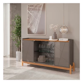 Buffet Bari 1,70 Cinza Perola/Cedro Casa D Moveis