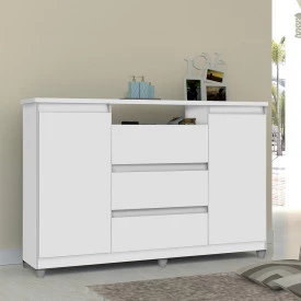 Cômoda Vênus 3 Gavetas Branco Primus Móveis Quarto 