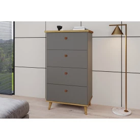 Cômoda Acacia C 4 Gavetas Cinza Mel  Primus Móveis FORA DE LINHA