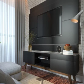 Rack Com Painel Imcal Classic 2.2 Preto Fosco Com 2 Gavetas - 73747-10847 FORA DE LINHA