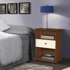 Mesa de Cabeceira Otto C 1 Gaveta  Mel Pérola Primus Móveis Quarto 