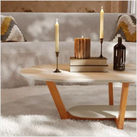 Mesa De Centro Elegance MDF Off White Nature Tebarrot Móveis