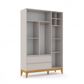 Roupeiro 03 Ptas Retrô Clean Matic Cinza Eco Wood 70523 Bebe