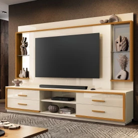 Home Leni com Gavetas e Prateleira Off White Cedro 37669 EDN