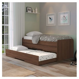 Cama Bibox Solteiro Juliette 2 Gavetas Jacaranda Robel Moveis