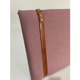 Painel Cabeceira King 1,95 Linho Rosa Cinta Em Couro Ofertamo