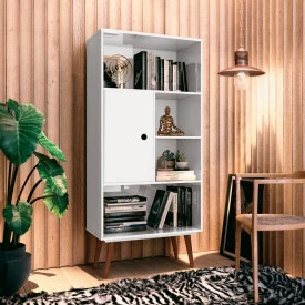 Livreiro Chaplin Com Pés Retro Branco 6326 EDN 