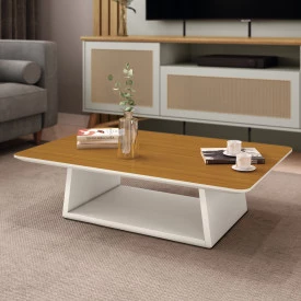 Mesa Centro Holambra Off White Cedro Sala EDN Moveis