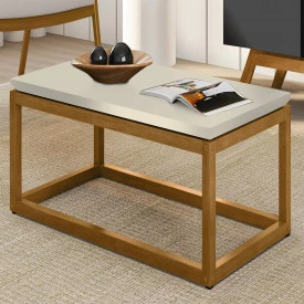 Mesa de Centro Supreme Tebarrot Off White Nature Pé Madeira FORA DE LINHA