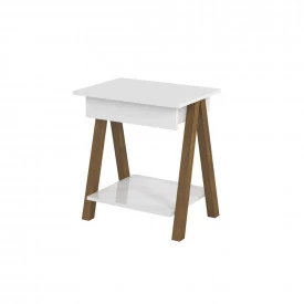 Mesa Lateral Old Tebarrot Móveis Branco Amêndoa 1 Gav Office