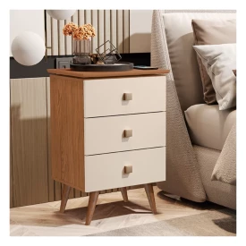 Mesa de cabeceira Liv 3 Gav Nature Off White Maria Moveis
