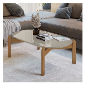 Mesa de Centro Lizz Oblonga Off White Cedro Casa D Moveis