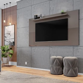 Painel Para Tv até 60 Suspenso Esmeralda 1.58 Cinza Perola Casa D Móveis