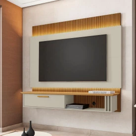 Painel Paris c/ LED TV65 Off Cinamomo Ripado 2075817 Bechara FORA DE LINHA