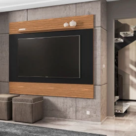 Painel Para Tv MDP Quasar 1.35 até 50 Preto Noce Casa D Móveis