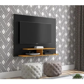 Painel Veneza Ej Móveis Preto Nature  Para TV 50" Ej Móveis