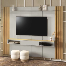Painel Veyron 2.40 Fendi Freijó  Nobre Sala EDN Moveis