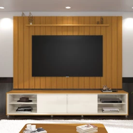 Rack Thor 2.60 Cedro Off White Sala EDN Moveis FORA DE LINHA