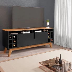 Rack Wine 1,35 m Preto Noce Casa D Móveis Sala