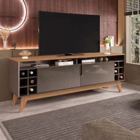Rack Wine 1,60 m Cinza Perola/Noce Casa D Móveis Sala